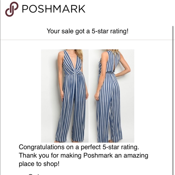 BLUE & WHITE STRIPED JUMPSUIT - Picture 3 of 8